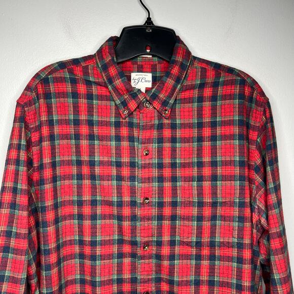 J.Crew Brushed Twill Classic Fit Button Down Shirt Holiday Plaid Men L Cabincore - Picture 3 of 12